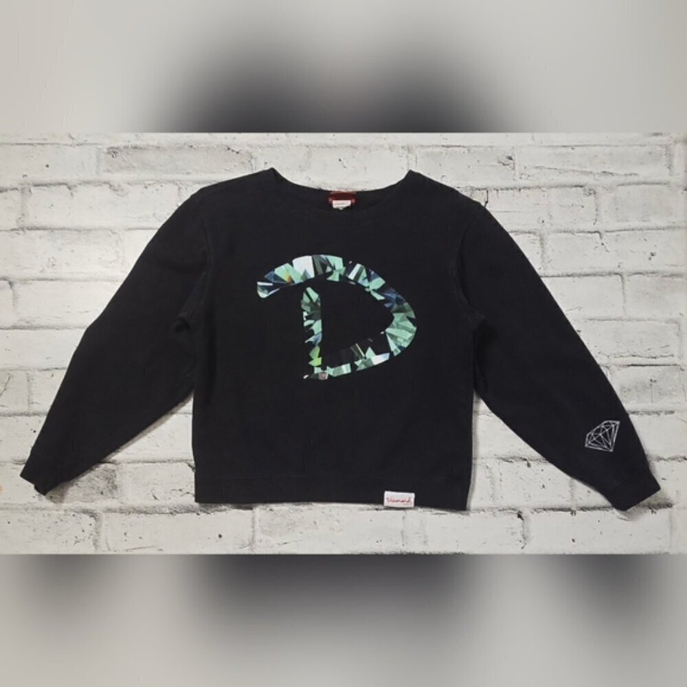 Diamond Supply Co Black Crewneck Pullover Sweatshirt Womens Medium Retro - Picture 3 of 11